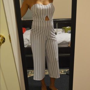 White with blue stripes Jumpsuit